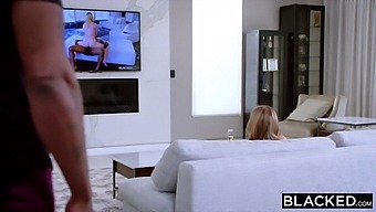 Blonde Bombshell Enjoys Reverse Cowgirl With A Black Man